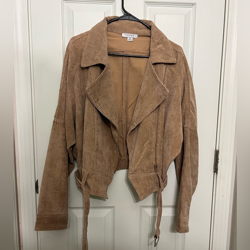 Favlux Fashion Belted Corduroy Jacket